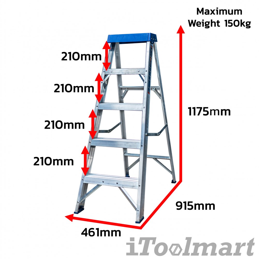 บันไดอลูมิเนียม WADFOW WLD2H04 4 ขั้น รับน้ำหนักสูงสุด 150 กก 