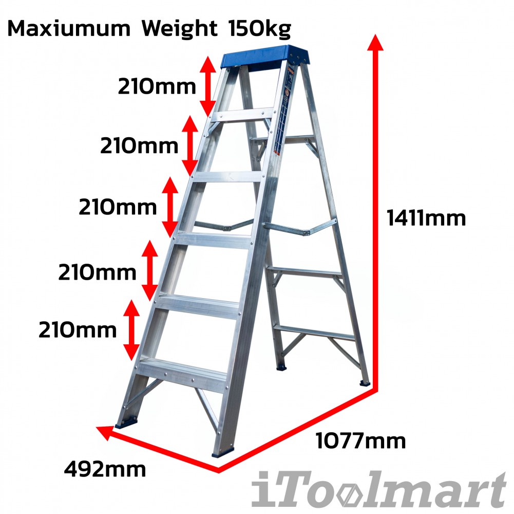 บันไดอลูมิเนียม WADFOW WLD2H05 5 ขั้น รับน้ำหนักสูงสุด 150 กก 