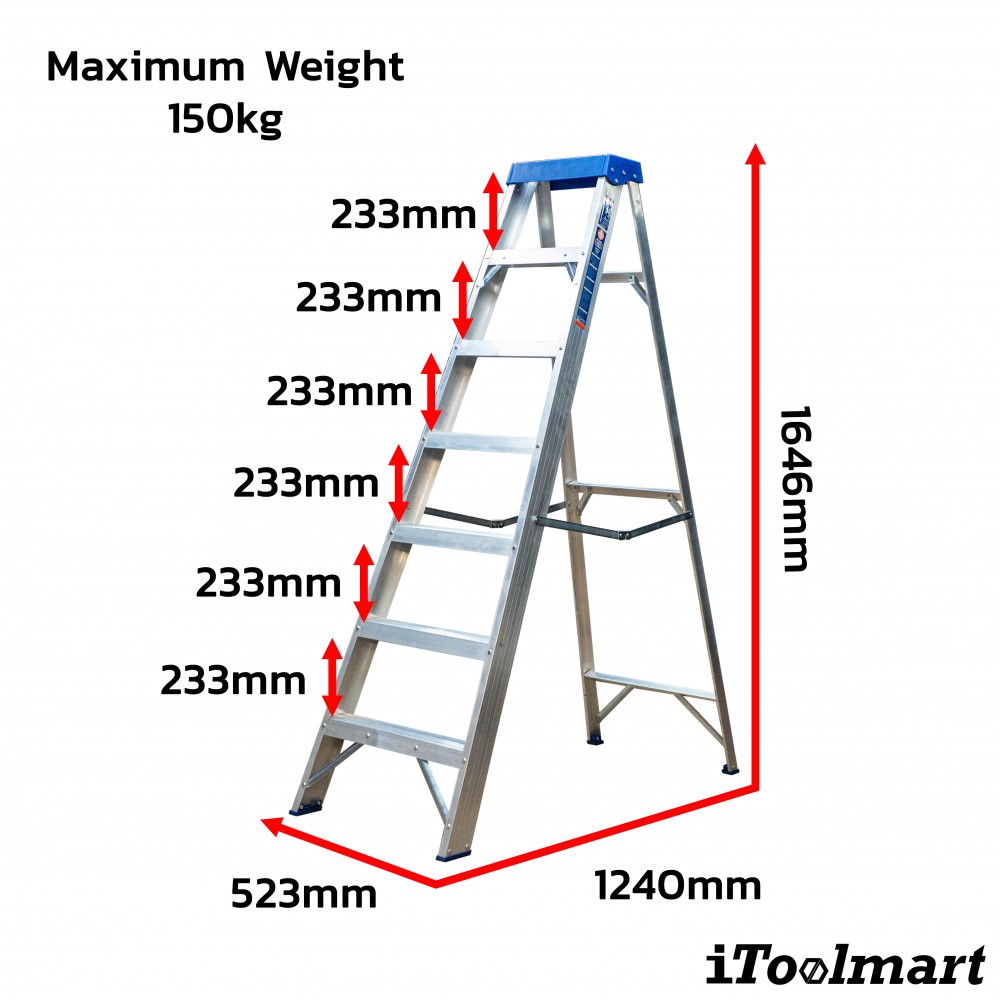 บันไดอลูมิเนียม WADFOW WLD2H06 6 ขั้น รับน้ำหนักสูงสุด 150 กก 