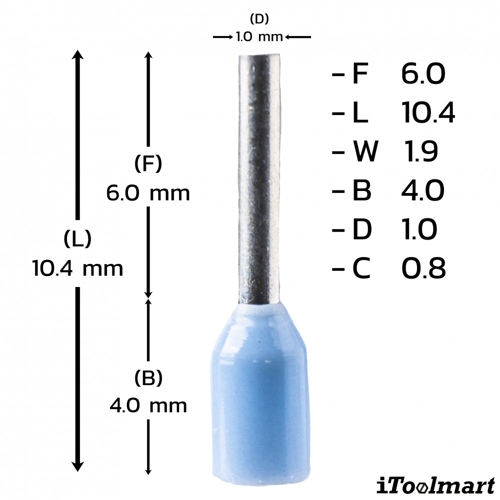 หางปลาคอร์ดเอ็น KST E0206 แบบเหุ้ม สีฟ้า ขนาด 0 25 mm² 100 ตัว
