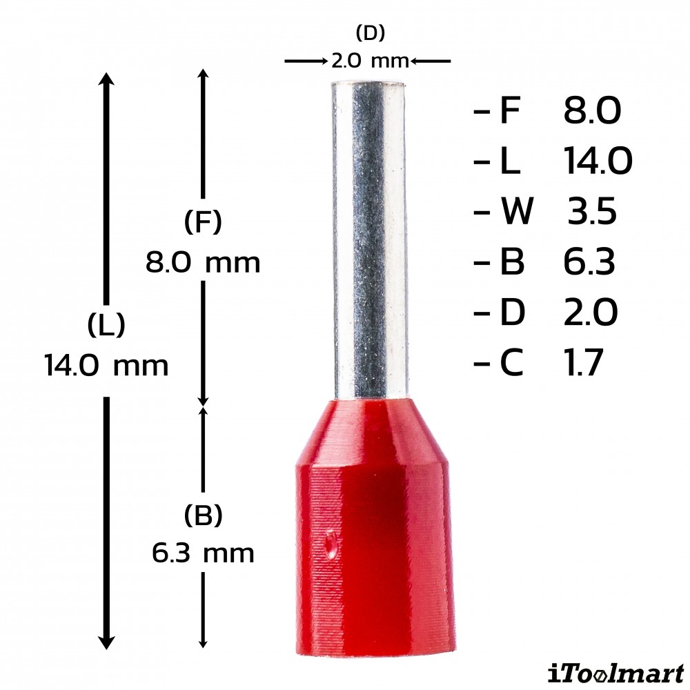 หางปลาคอร์ดเอ็น KST E1508 แบบหุ้ม สแดง ขนาด 1 5 mm² 100 ตัว หางปลาคอร์ดเอ็น KST E1508 แบบหุ้ม สแดง ขนาด 1 5 mm² 100 ตัว
