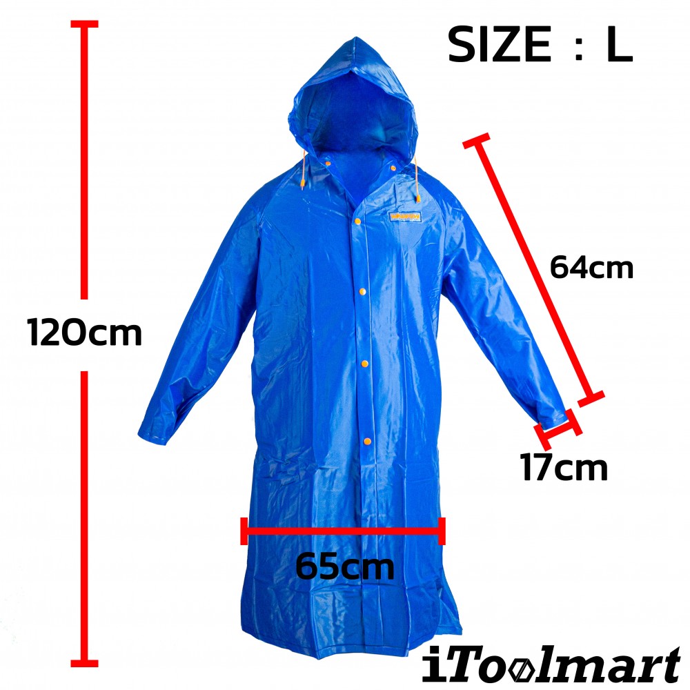 เสื้อกันฝน แขนยาว WADFOW WRC200L Size L ความยาว 120 ซม  ความหนา 0 25 มม 
