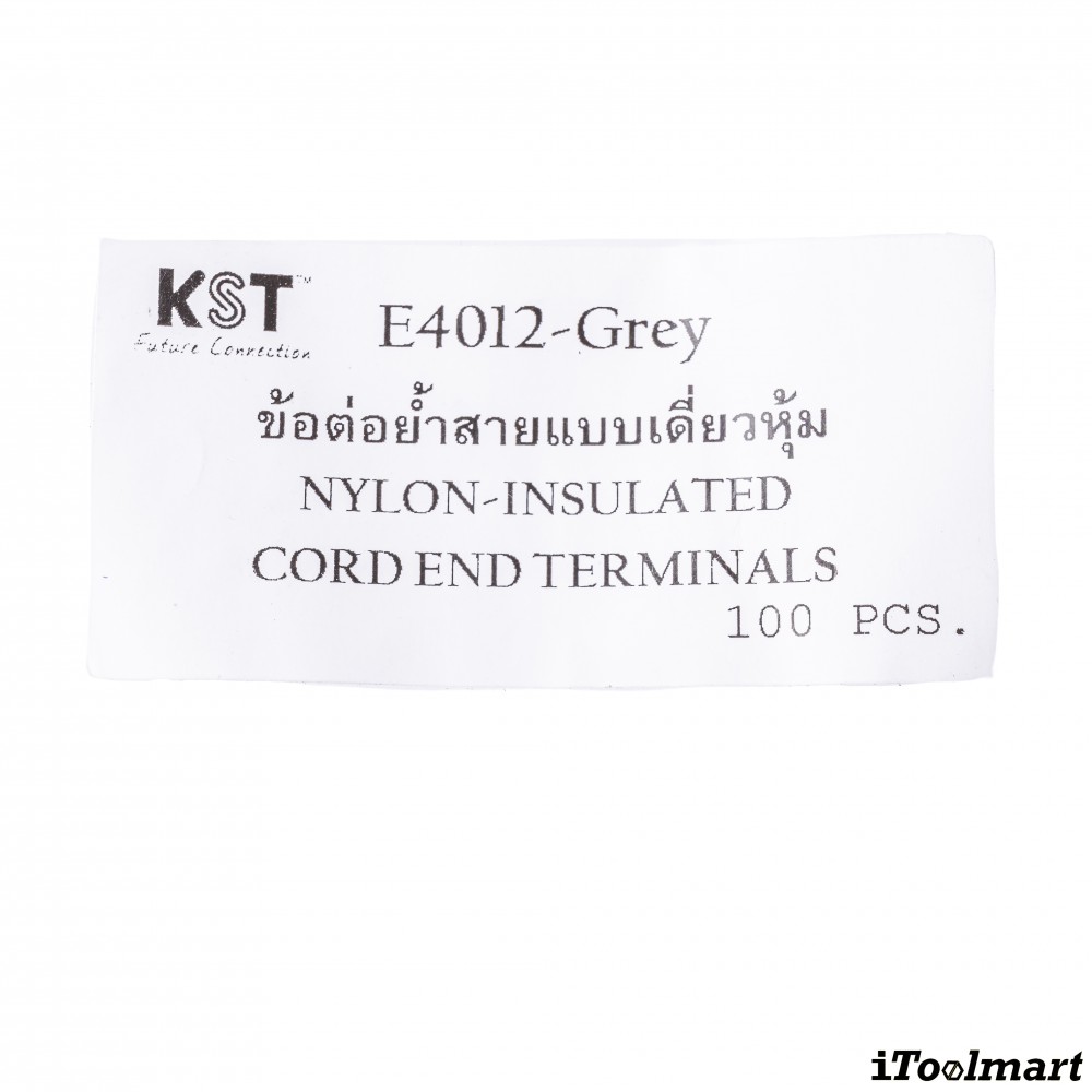หางปลาคอร์ดเอ็น KST E4012 แบบหุ้ม สีเทา ขนาด 4 0 mm² 100 ตัว