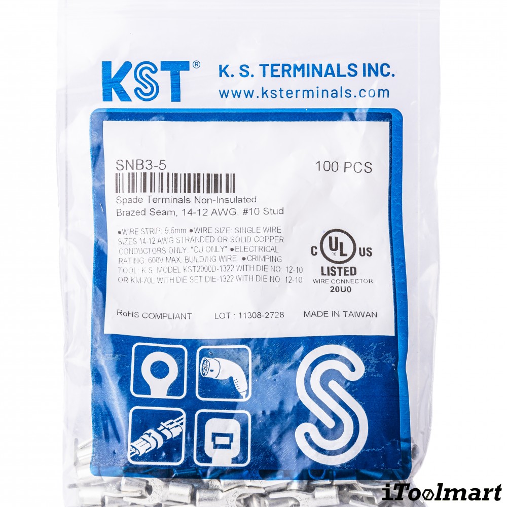 หางปลาแฉกเปลือย KST SNB3 5 ขนาด 4 mm² 100 ตัว หางปลาแฉกเปลือย KST SNB3 5 ขนาด 4 mm² 100 ตัว