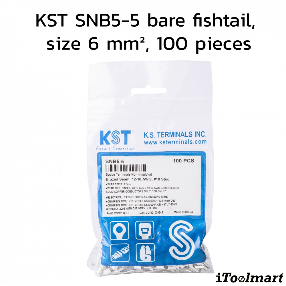 หางปลาแฉกเปลือย KST SNB5 5 ขนาด 6 mm² 100 ตัว