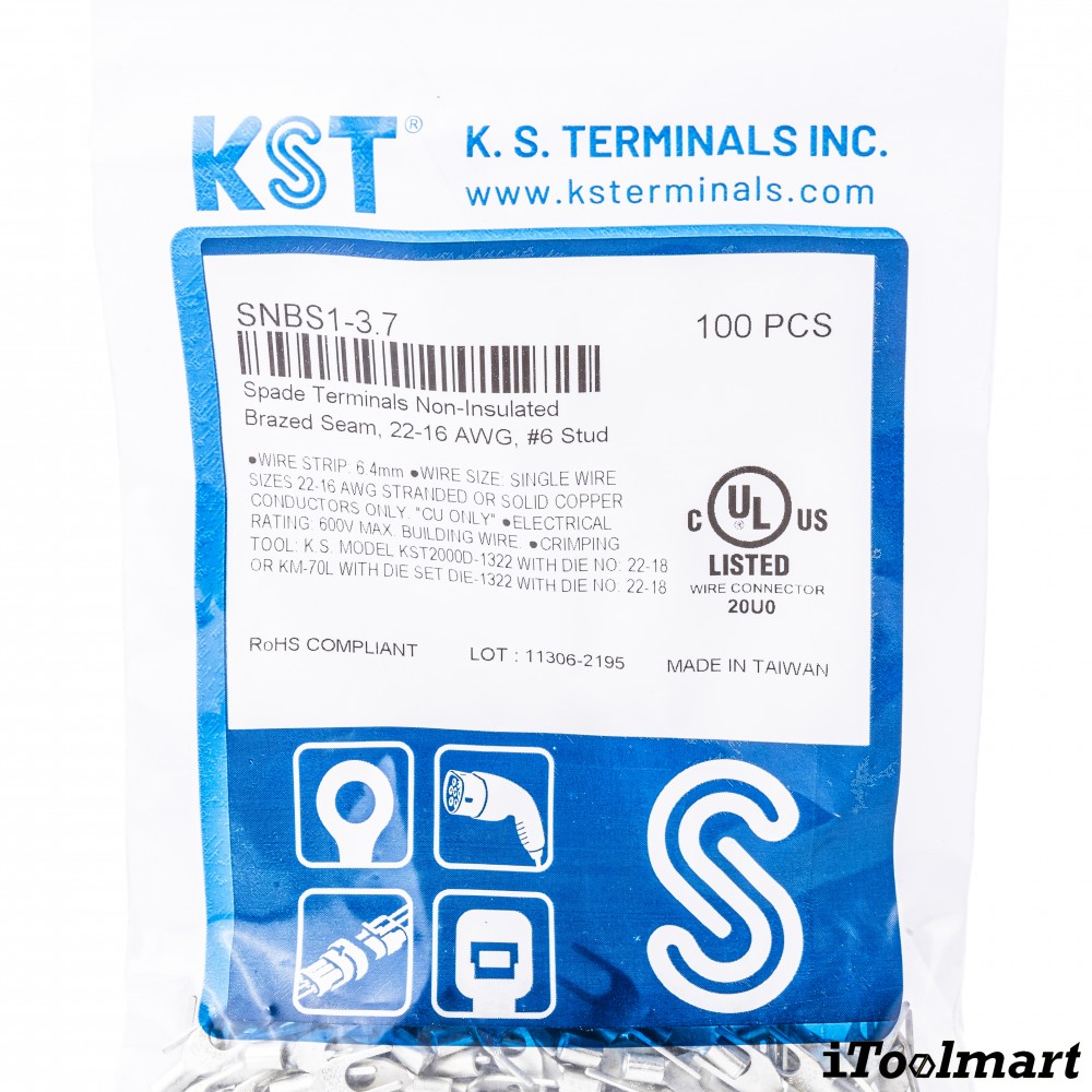 หางปลาแฉกเปลือย KST SNBS1 3 7 ขนาด 1 5 mm² 100 ตัว