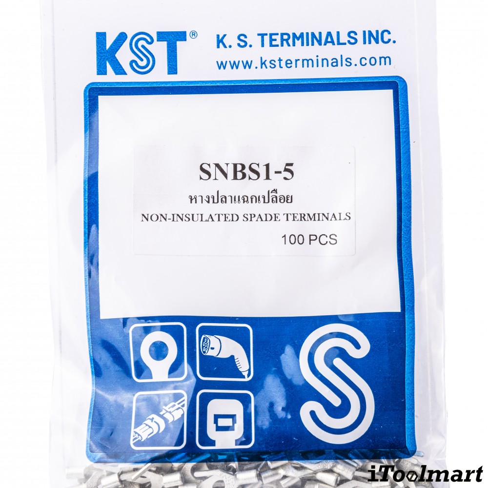 หางปลาแฉกเปลือย KST SNBS1 5 ขนาด 1 5 mm² 100 ตัว หางปลาแฉกเปลือย KST SNBS1 5 ขนาด 1 5 mm² 100 ตัว