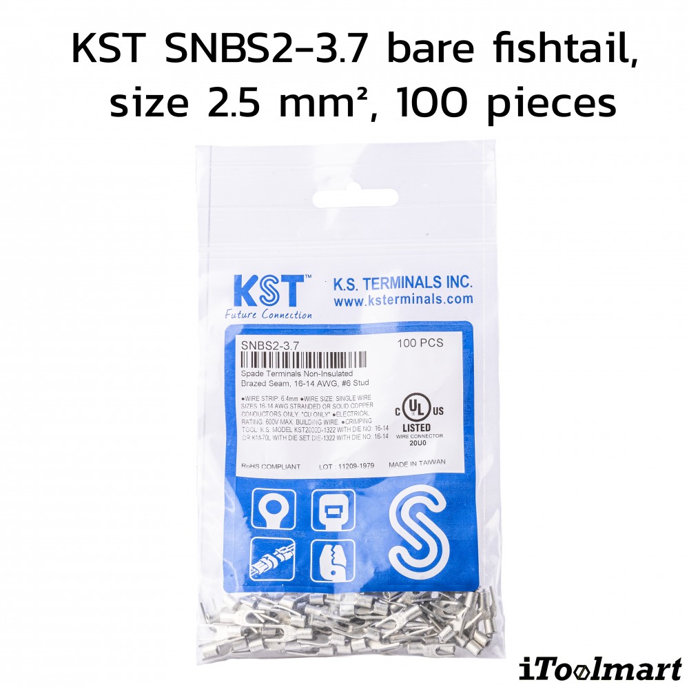 หางปลาแฉกเปลือย KST SNBS2 3 7 ขนาด 2 5 mm² 100 ตัว