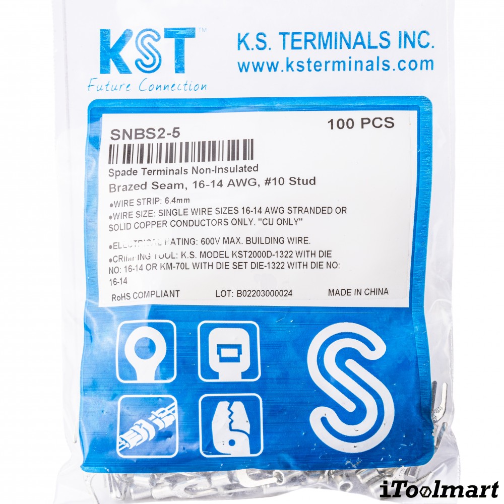 หางปลาแฉกเปลือย KST SNBS2 5 ขนาด 2 5 mm² 100 ตัว หางปลาแฉกเปลือย KST SNBS2 5 ขนาด 2 5 mm² 100 ตัว