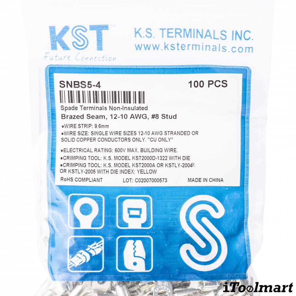 หางปลาแฉกเปลือย KST SNBS5 4 ขนาด 6 mm² 100 ตัว หางปลาแฉกเปลือย KST SNBS5 4 ขนาด 6 mm² 100 ตัว