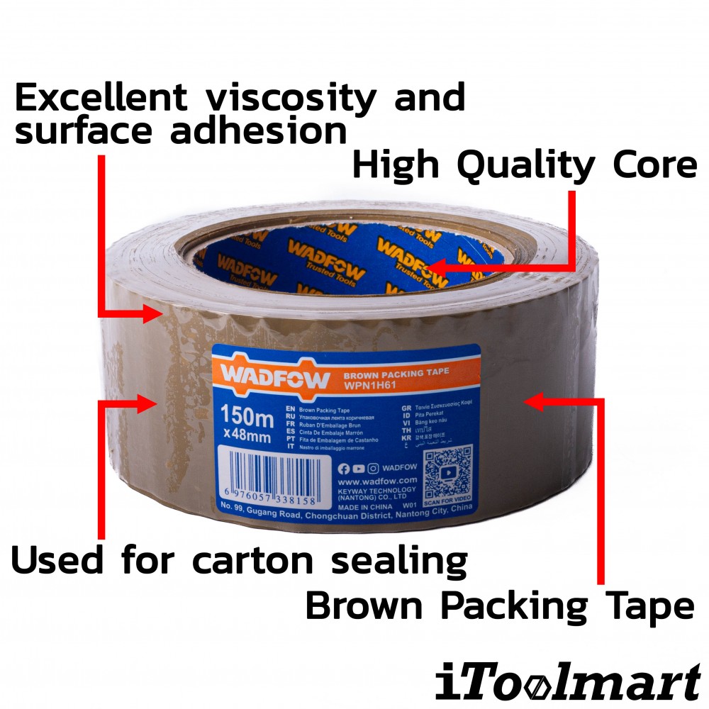 เทปกาว WADFOW WPN1H61 สีน้ำตาล ขนาด 150 m x 48 mm 