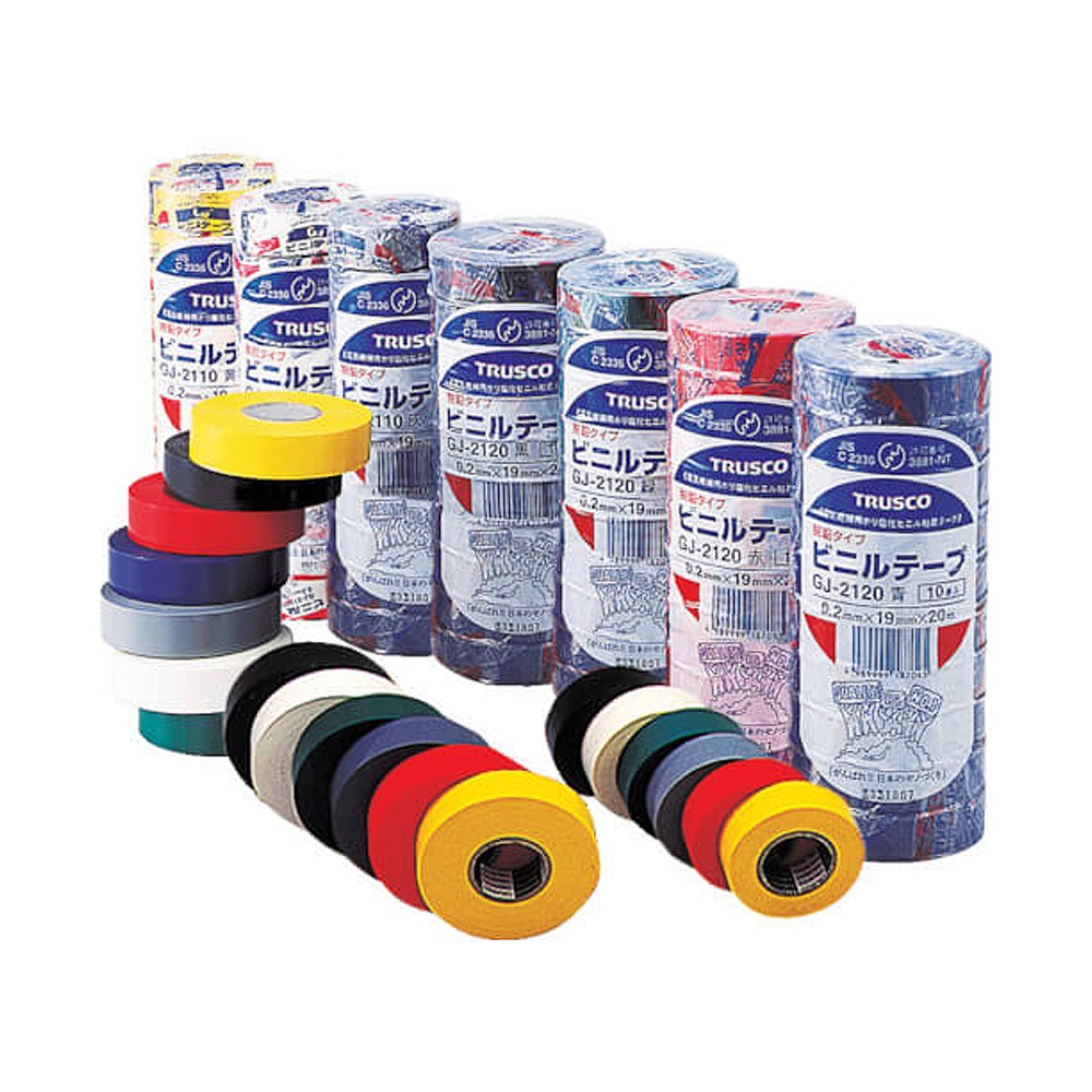 เทปพันสายไฟ TRUSCO GJ2120 BK ขนาด 19 mm x 20 m 10 ม้วน
