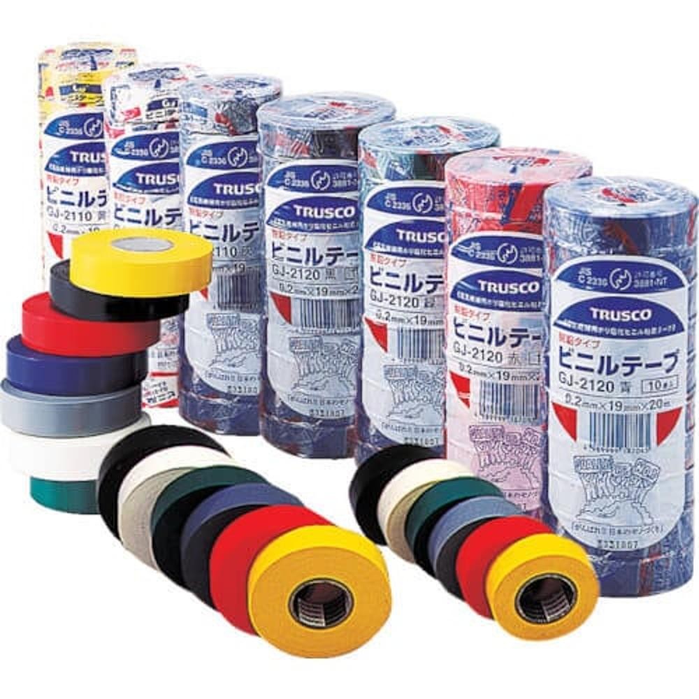 เทปพันสายไฟ TRUSCO GJ2120 GN ขนาด 19 mm x 20 m  สีเขียว 10ม้วน
