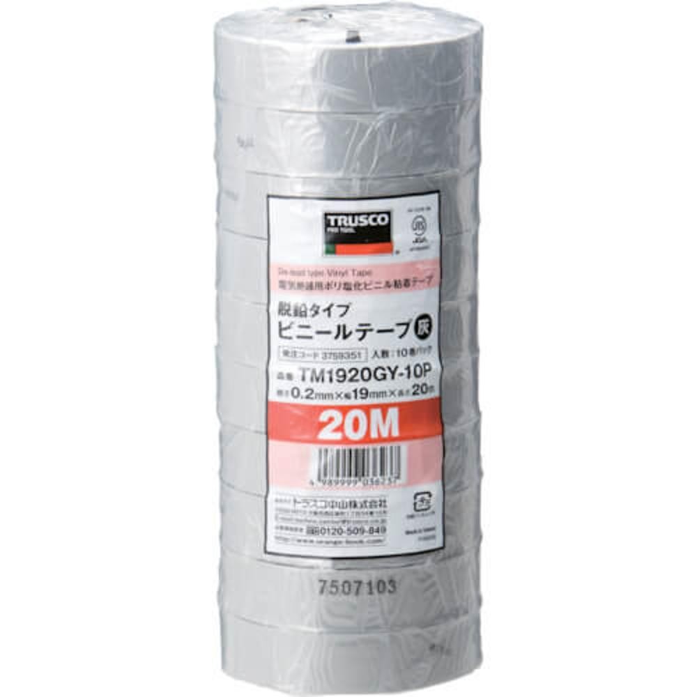 เทปพันสายไฟ TRUSCO  TM1920GY10P ขนาด 19 mm × 20 m 10ม้วน