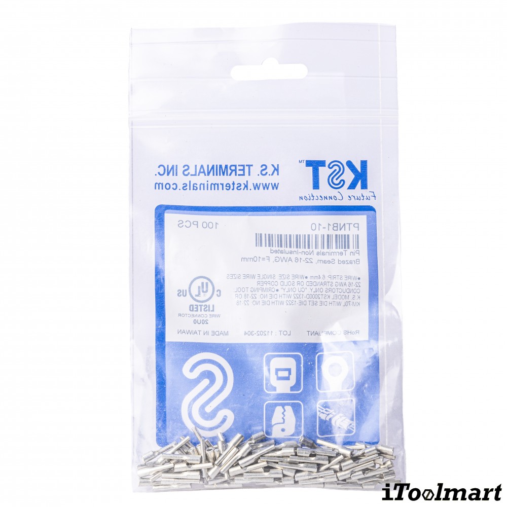 หางปลาเสียบก้านไม้ขีด KST PTNB1 10 แบบเปลือย ขนาด 1 5 mm² 100 ตัว