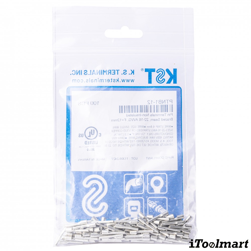 หางปลาเสียบก้านไม้ขีด KST PTNB1 12 แบบเปลือย ขนาด 1 5 mm² 100 ตัว หางปลาเสียบก้านไม้ขีด KST PTNB1 12 แบบเปลือย ขนาด 1 5 mm² 100 ตัว