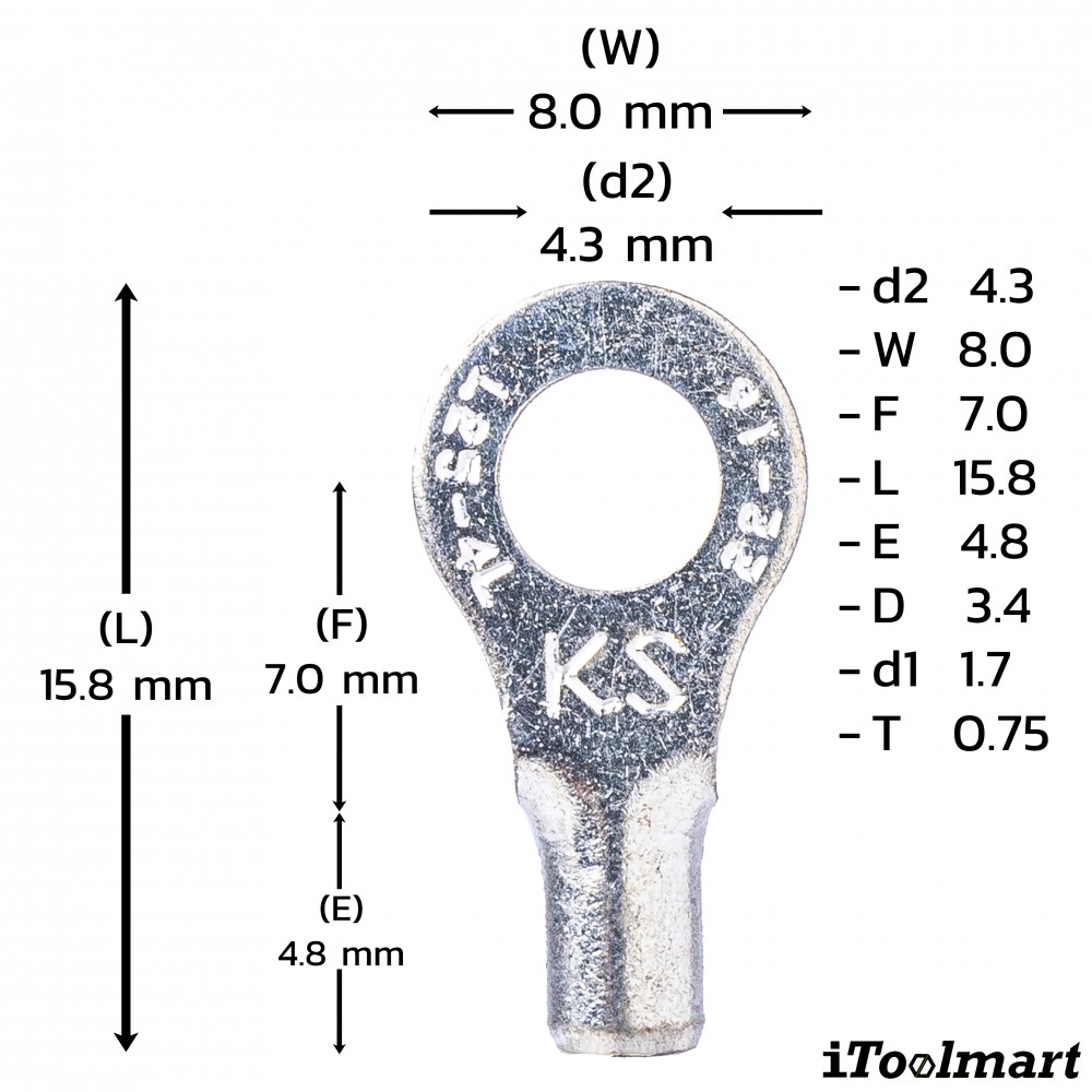 หางปลากลมเปลือย KST RNBL1 4 ขนาด 1 5 mm² 100 ตัว หางปลากลมเปลือย KST RNBL1 4 ขนาด 1 5 mm² 100 ตัว