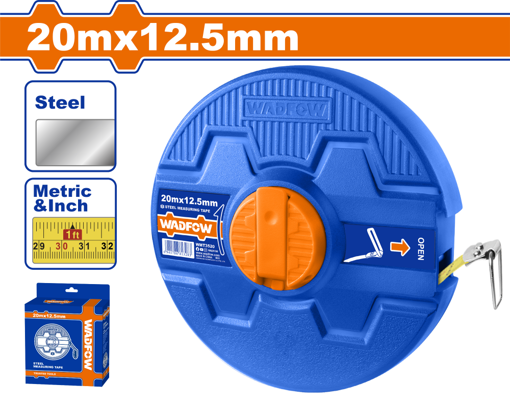 เทปวัดที่ สายเหล็ก WADFOW 20mx125mm WMT3520