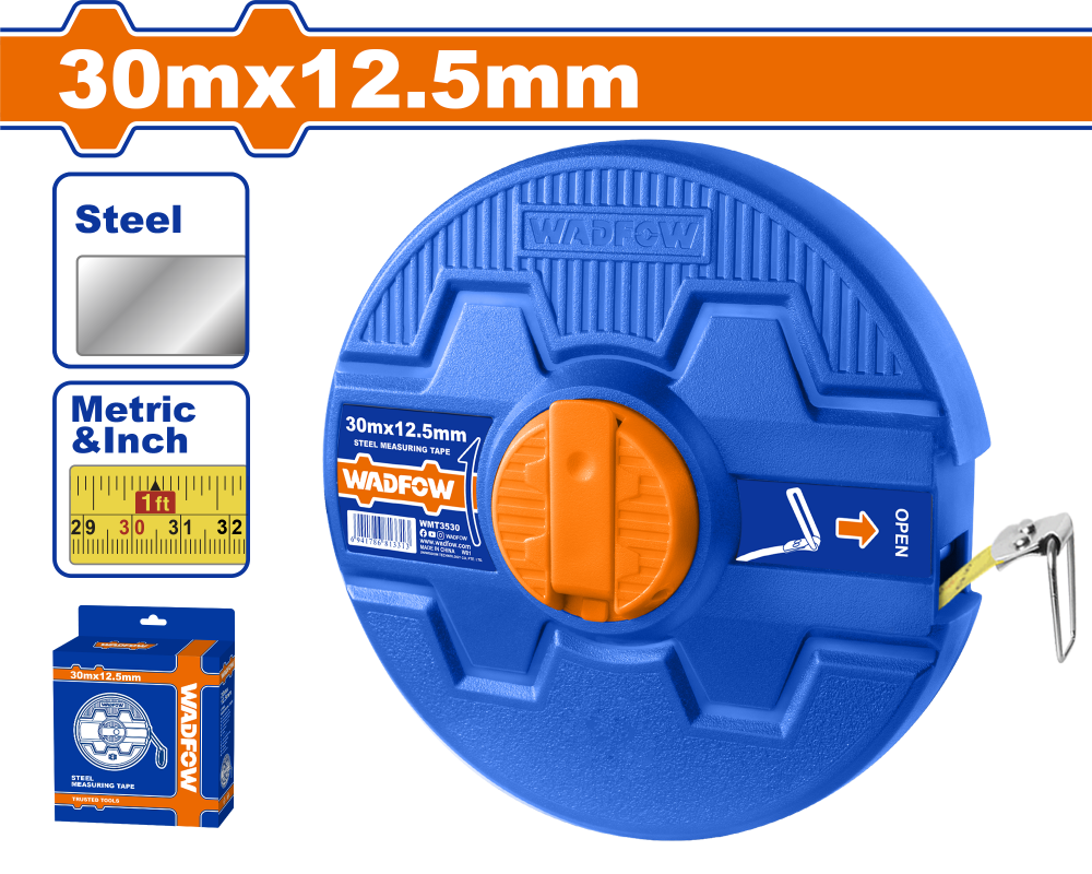 เทปวัดที่ สายเหล็ก WADFOW 30mx125mm WMT3530