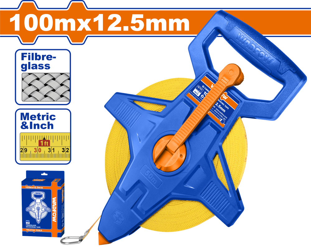 เทปวัดที่ สายไฟเบอร์กลาส WADFOW 100mx125mm WMT25100