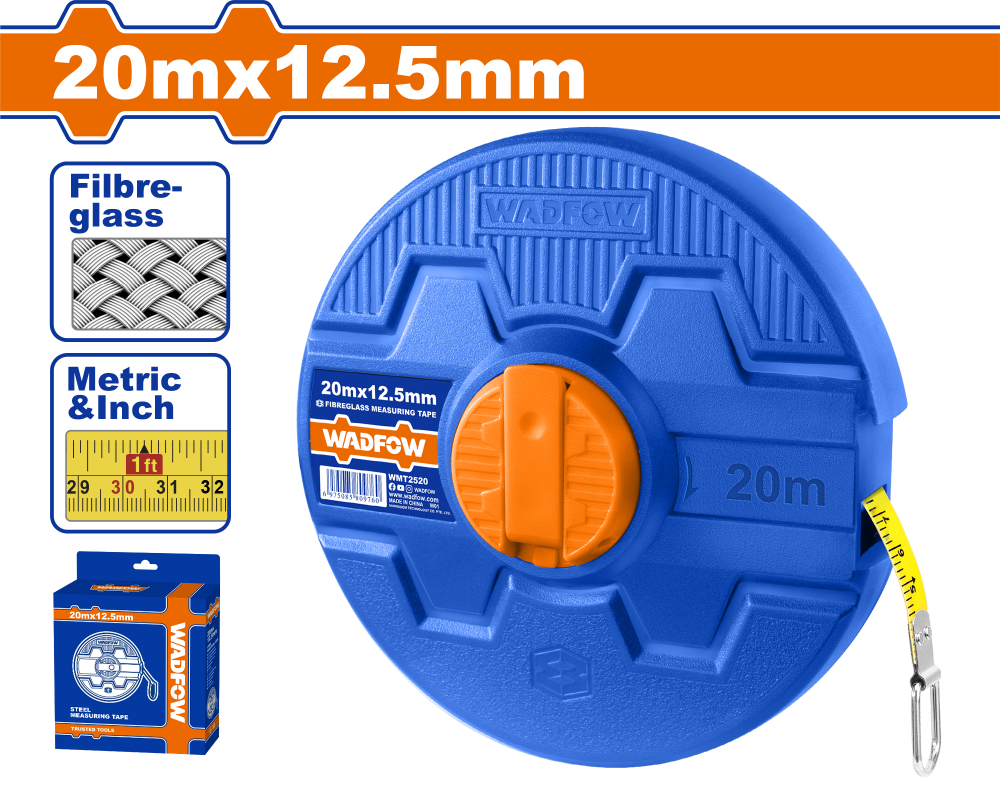 เทปวัดที่ สายไฟเบอร์กลาส WADFOW 20mx125mm WMT2520