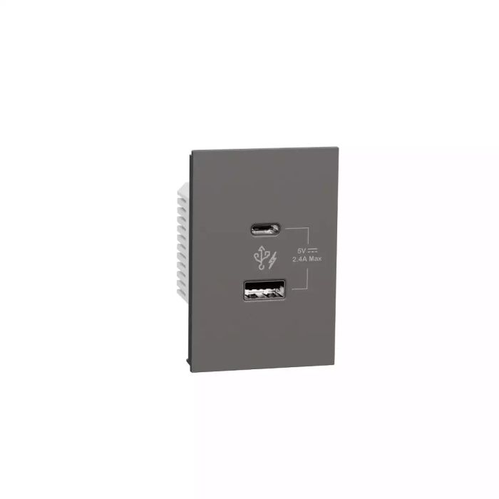 เต้ารับคู่ SCHNEIDER M3TUSB2BK USB Type C  A สีดำ ขนาด 2 ช่อง