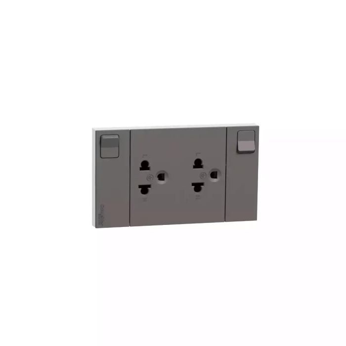 เต้ารับคู่ SCHNEIDER M3TSISBK 3 ขา พร้อมม่านนิรภัยและสวิตช์ควบคุม สีดำ 16A 250V