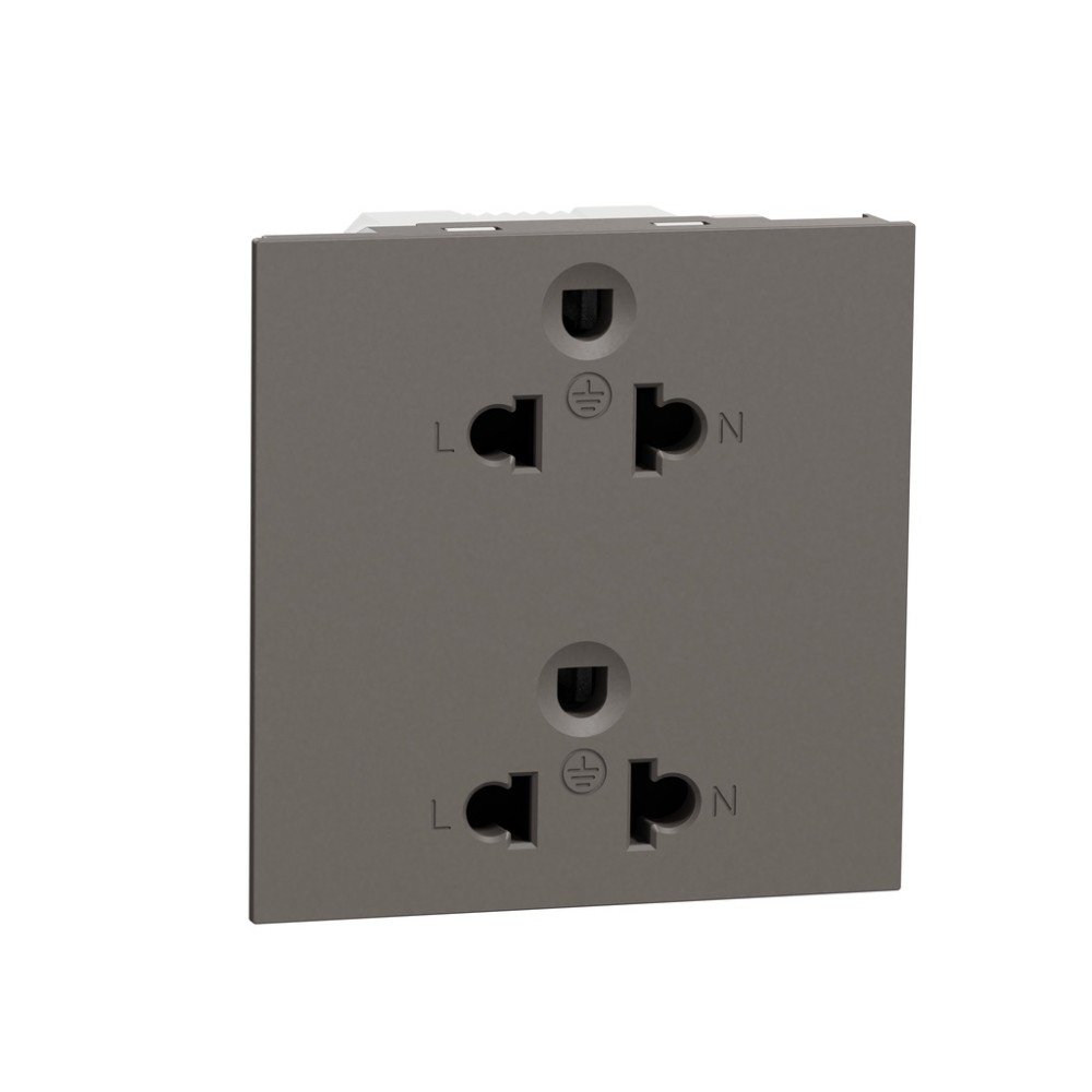 เต้ารับคู่ SCHNEIDER M3T426UST2 BK 3 ขา พร้อมม่านนิรภัย สีดำ 16A 250V