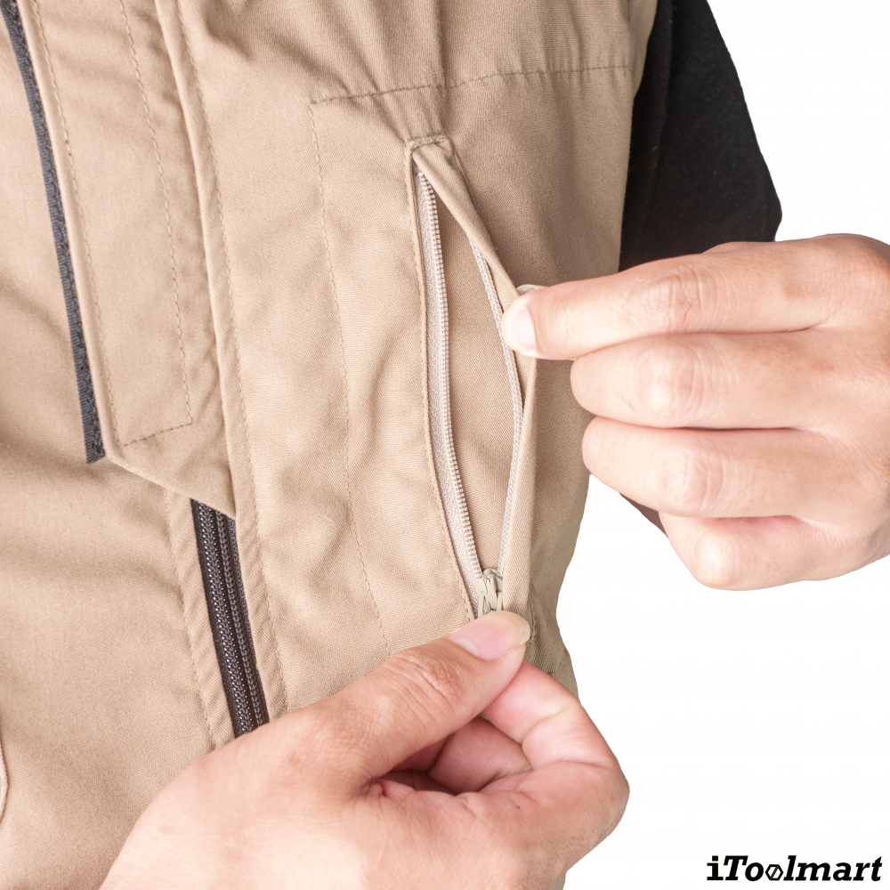 เสื้อกั๊กพัดลม TECHMAN Size XL สีน้ำตาล  ตัวเปล่า 