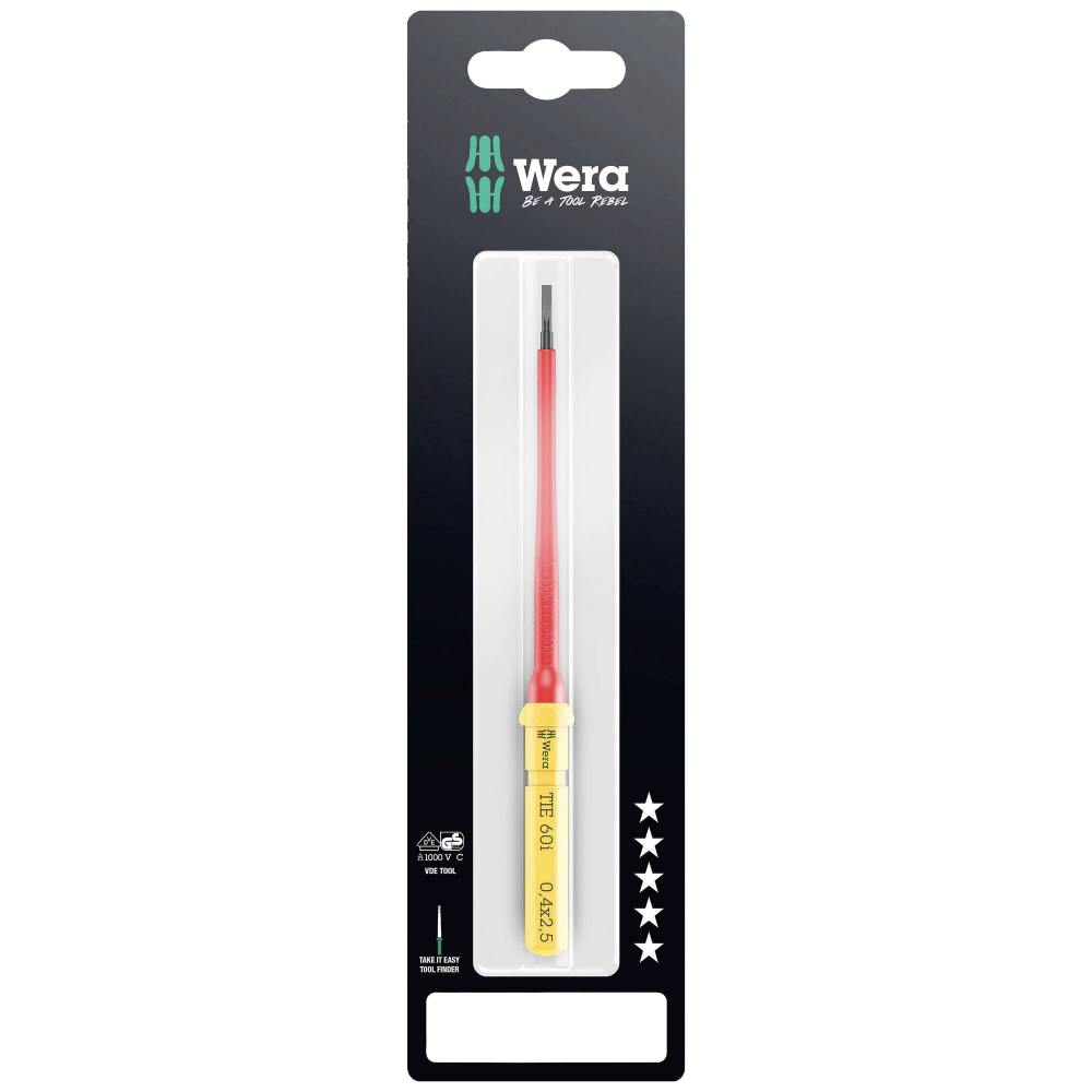 ก้านไขควง Wera Kraftform Kompakt VDE 60 i TIE SB 05006550001 ขนาด 0 4x2 5x157 mm 