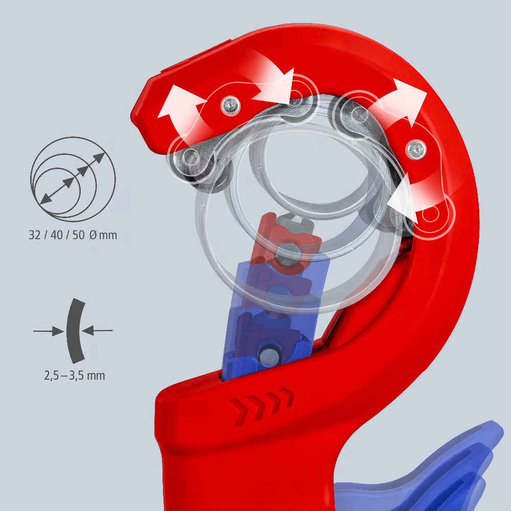 คัตเตอร์ตัดท่อพลาสติก KNIPEX DPT50 90 23 02 BK