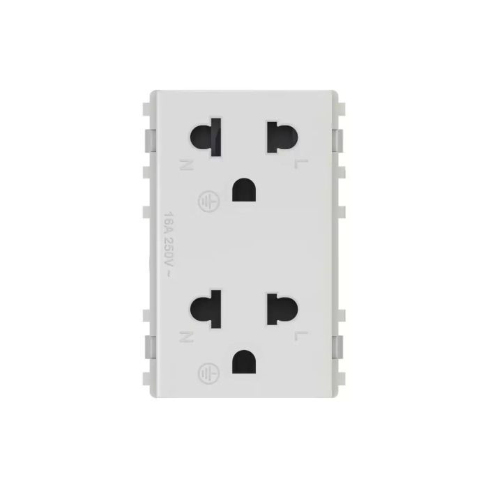 เต้ารับคู่ SCHNEIDER 3426UEST2MP 3 ขา พร้อมม่านนิรภัย สีขาว 16A 250V