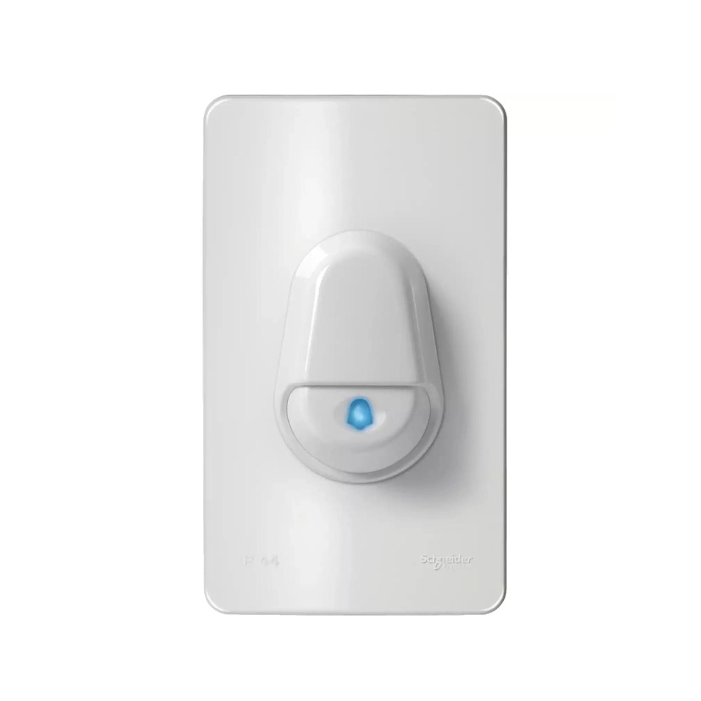 สวิตช์กดกระดิ่ง SCHNEIDER A3031WBP WE IP44 ชนิดกันน้ำ พร้อมไฟสัญญาณ สีขาว