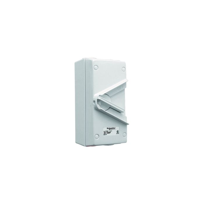 สวิตช์แยกวงจร SCHNEIDER WHS20GY สำหรับกันน้ำ 1 สาย สีเทา 20A