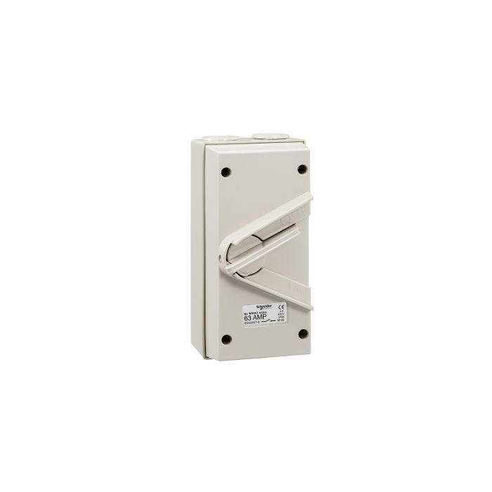 สวิตช์แยกวงจร SCHNEIDER  WHD63GY สำหรับกันน้ำ 2 สาย สีเทา 63A