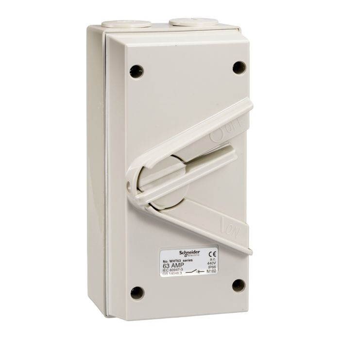 สวิตช์แยกวงจร SCHNEIDER  WHT63GY สำหรับกันน้ำ 3 สาย สีเทา 63A