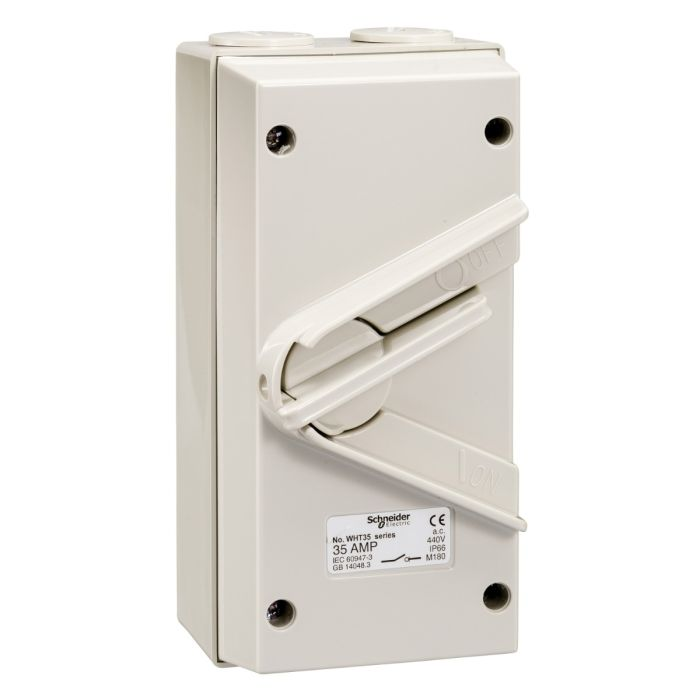 สวิตช์แยกวงจร SCHNEIDER  WHT35GY สำหรับกันน้ำ 3 สาย สีเทา 35A