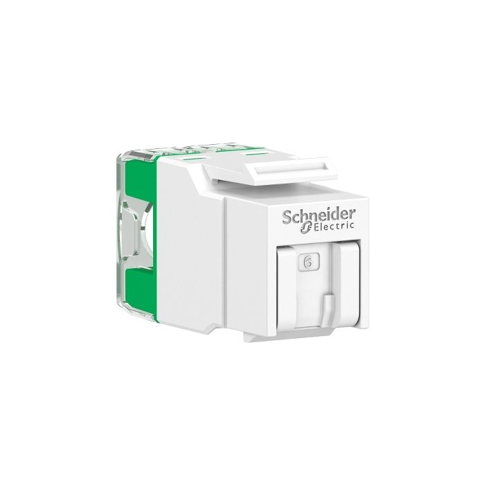 เต้ารับคอมพิวเตอร์ SCHNEIDER VDIB17346UWE CAT6 พร้อมม่านนิรภัย สีขาว