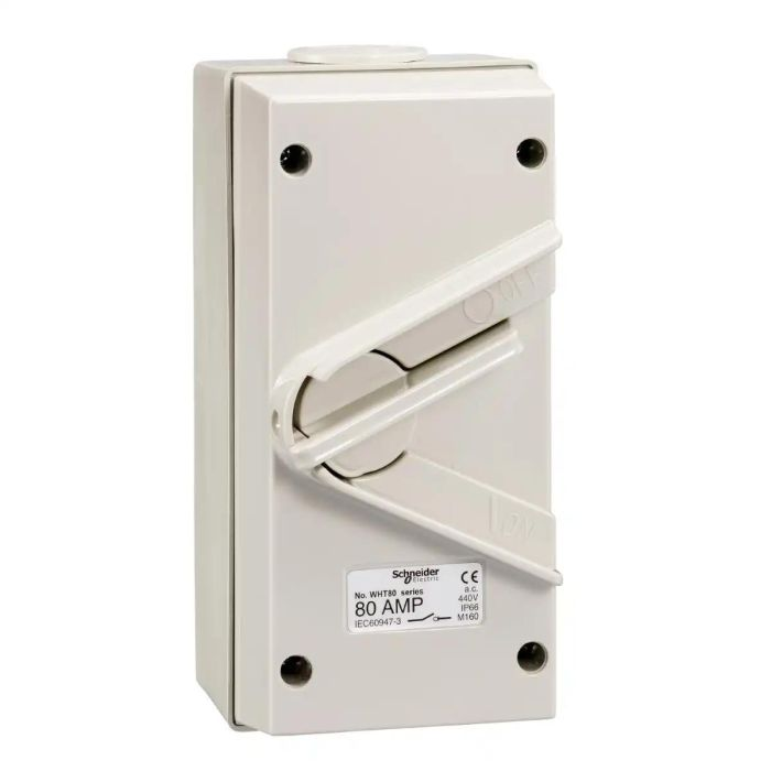 สวิตช์แยกวงจร SCHNEIDER  WHT80GY สำหรับกันน้ำ 3 สาย สีเทา 80A