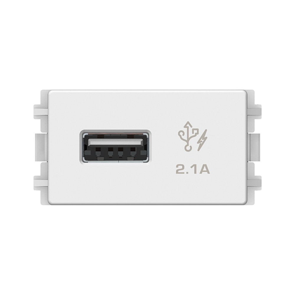 เต้ารับเดี่ยว SCHNEIDER 8431USB WE USB สีขาว ขนาด 1 ช่อง 2 1A