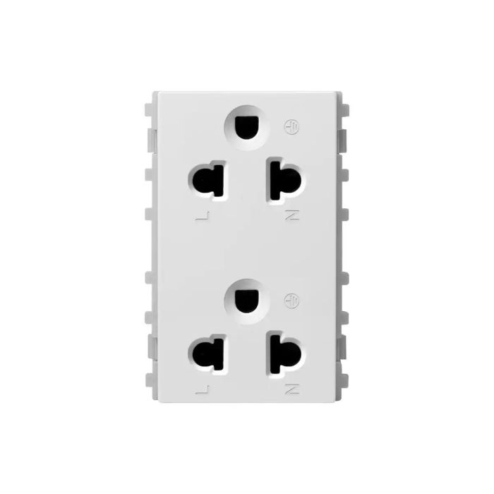 เต้ารับคู่ SCHNEIDER 84426LUES2WE 3 ขา พร้อมม่านนิรภัย สีขาว ขนาด 3 ช่อง 16A 250V
