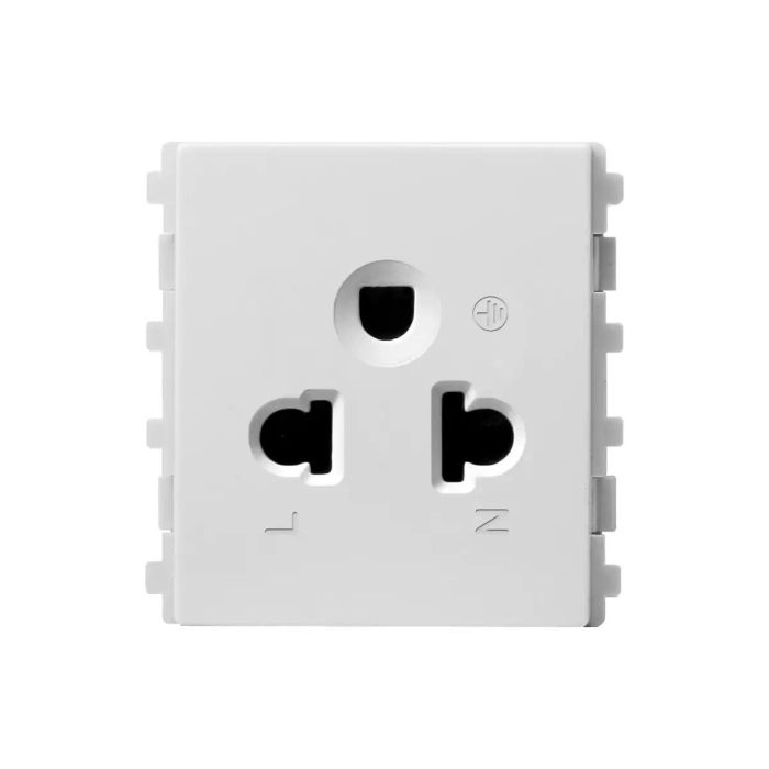เต้ารับเดี่ยว SCHNEIDER 84426MUESWE 3 ขา พร้อมม่านนิรภัย สีขาว ขนาด 2 ช่อง 16A 250V