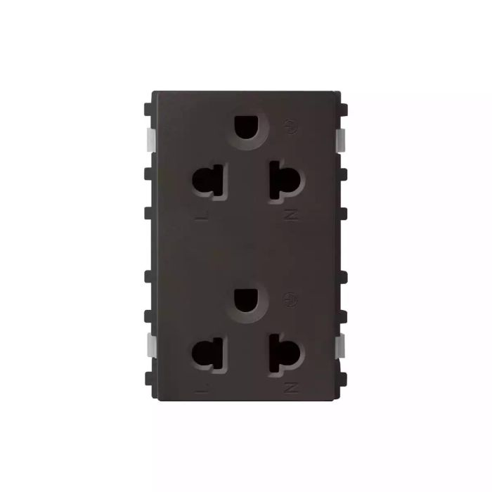 เต้ารับคู่ SCHNEIDER 84426LUES2BZ 3 ขา พร้อมม่านนิรภัย สีบรอนซ์ ขนาด 3 ช่อง 16A 250V