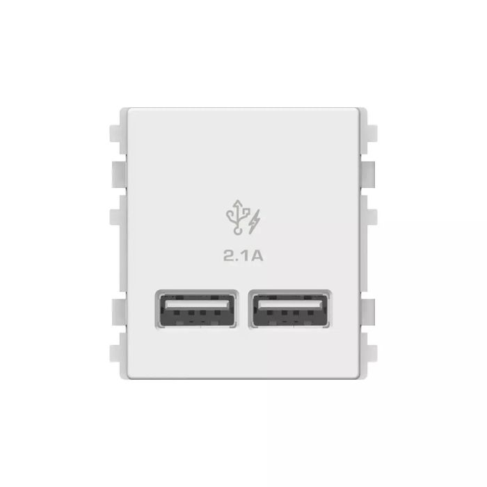 เต้ารับคู่ SCHNEIDER 8432USBWE USB สีขาว ขนาด 2 ช่อง 21A