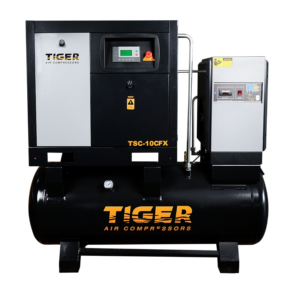 ปั๊มลมสกรู ชนิดขับตรง TIGER TSC 10CFX มอเตอร์ 10 แรงม้า 7 5 กิโลวัตต์ ขนาด 360 L
