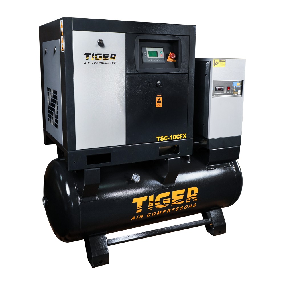 ปั๊มลมสกรู ชนิดขับตรง TIGER TSC 10CFX มอเตอร์ 10 แรงม้า 7 5 กิโลวัตต์ ขนาด 360 L