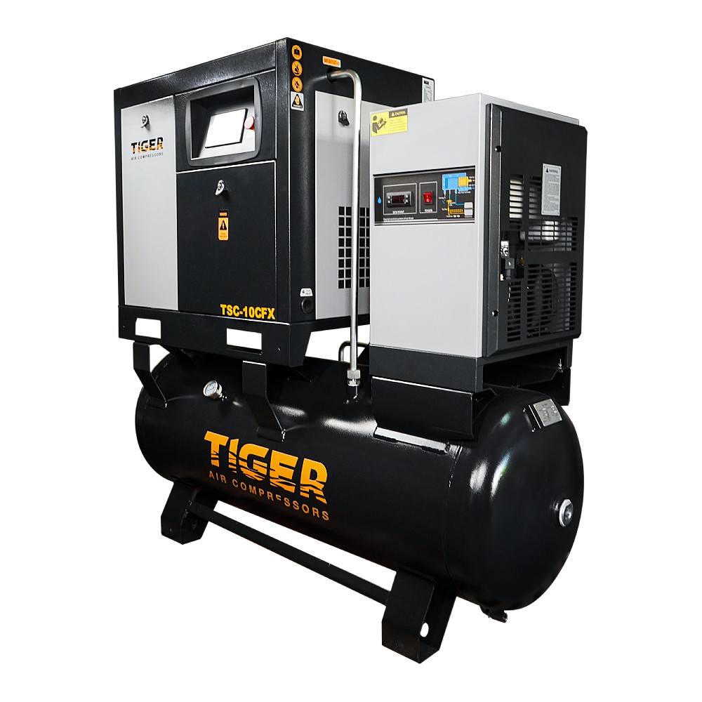ปั๊มลมสกรู ชนิดขับตรง TIGER TSC 10CFX มอเตอร์ 10 แรงม้า 7 5 กิโลวัตต์ ขนาด 360 L