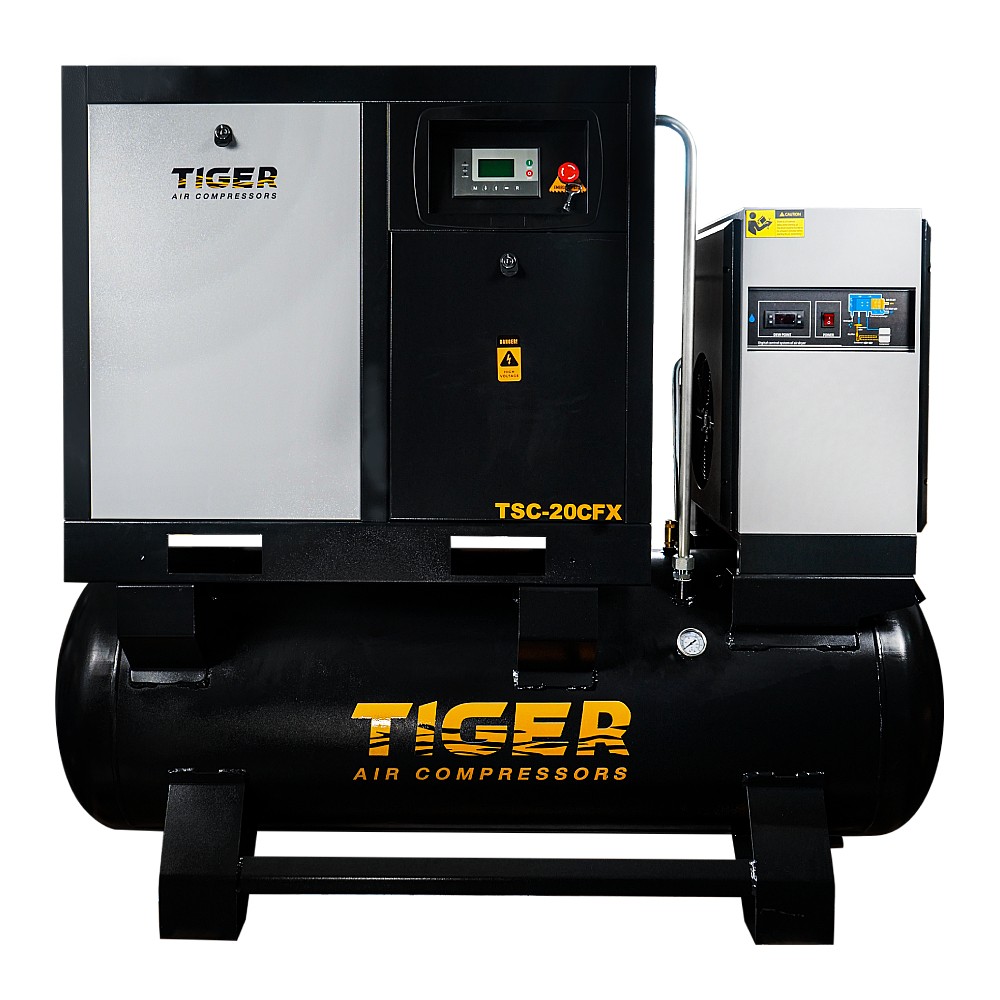 ปั๊มลมสกรู ชนิดขับตรง TIGER TSC 20CFX มอเตอร์ 20 แรงม้า 15 กิโลวัตต์ ขนาด 500 L