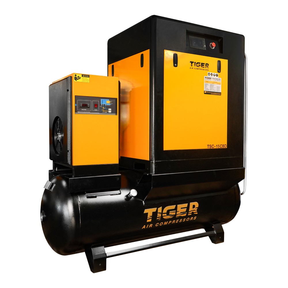 ปั๊มลมสกรู ชนิดขับตรง TIGER TSC 15CBD มอเตอร์ 15 แรงม้า 11 กิโลวัตต์ ขนาด 500 L