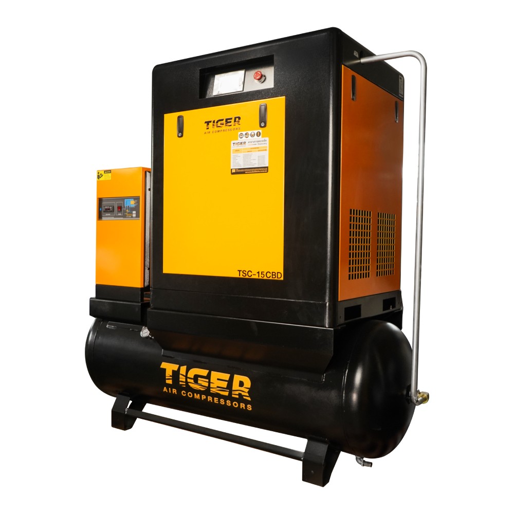 ปั๊มลมสกรู ชนิดขับตรง TIGER TSC 15CBD มอเตอร์ 15 แรงม้า 11 กิโลวัตต์ ขนาด 500 L